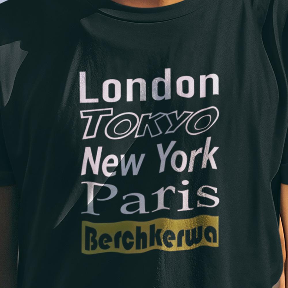 Herren T-Shirt "Berchkerwa", schwarz, Aufdruck weiß und gold