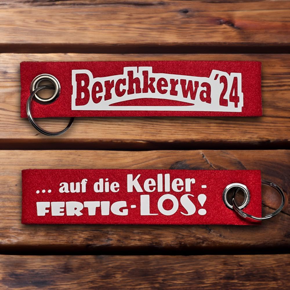 Schlüsselanhänger "Berchkerwa '24", rot, Aufdruck weiß